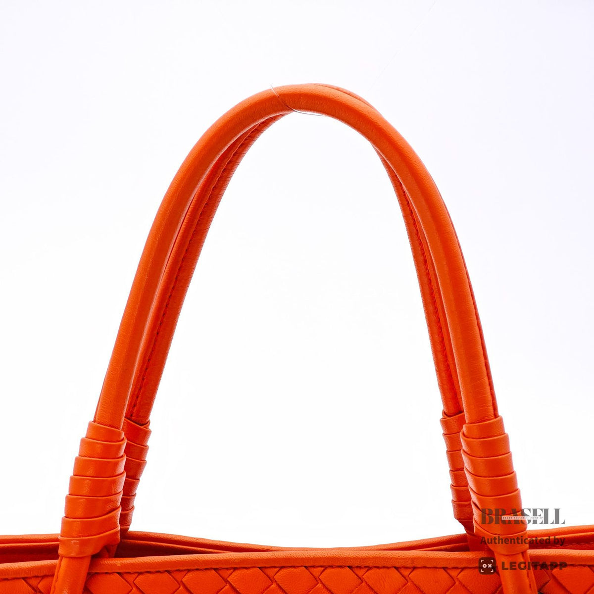 BOTTEGA VENETA Intrecciato Woven Handbag Orange Women's【ImportFeeFREE】