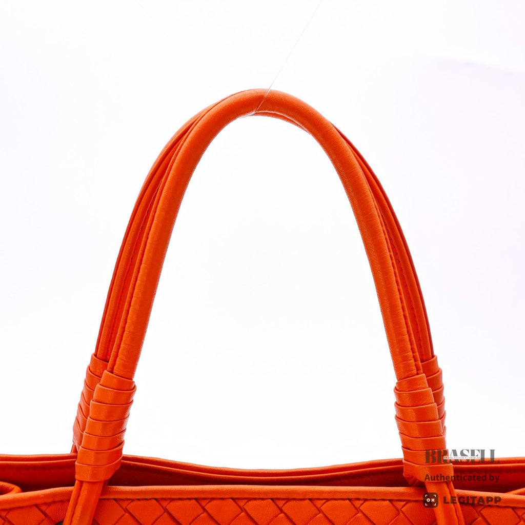 BOTTEGA VENETA Intrecciato Woven Handbag Orange Women's【ImportFeeFREE】
