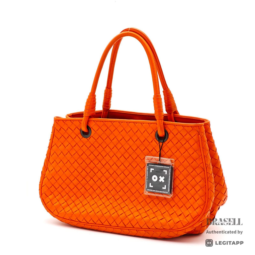 BOTTEGA VENETA Intrecciato Woven Handbag Orange Women's【ImportFeeFREE】