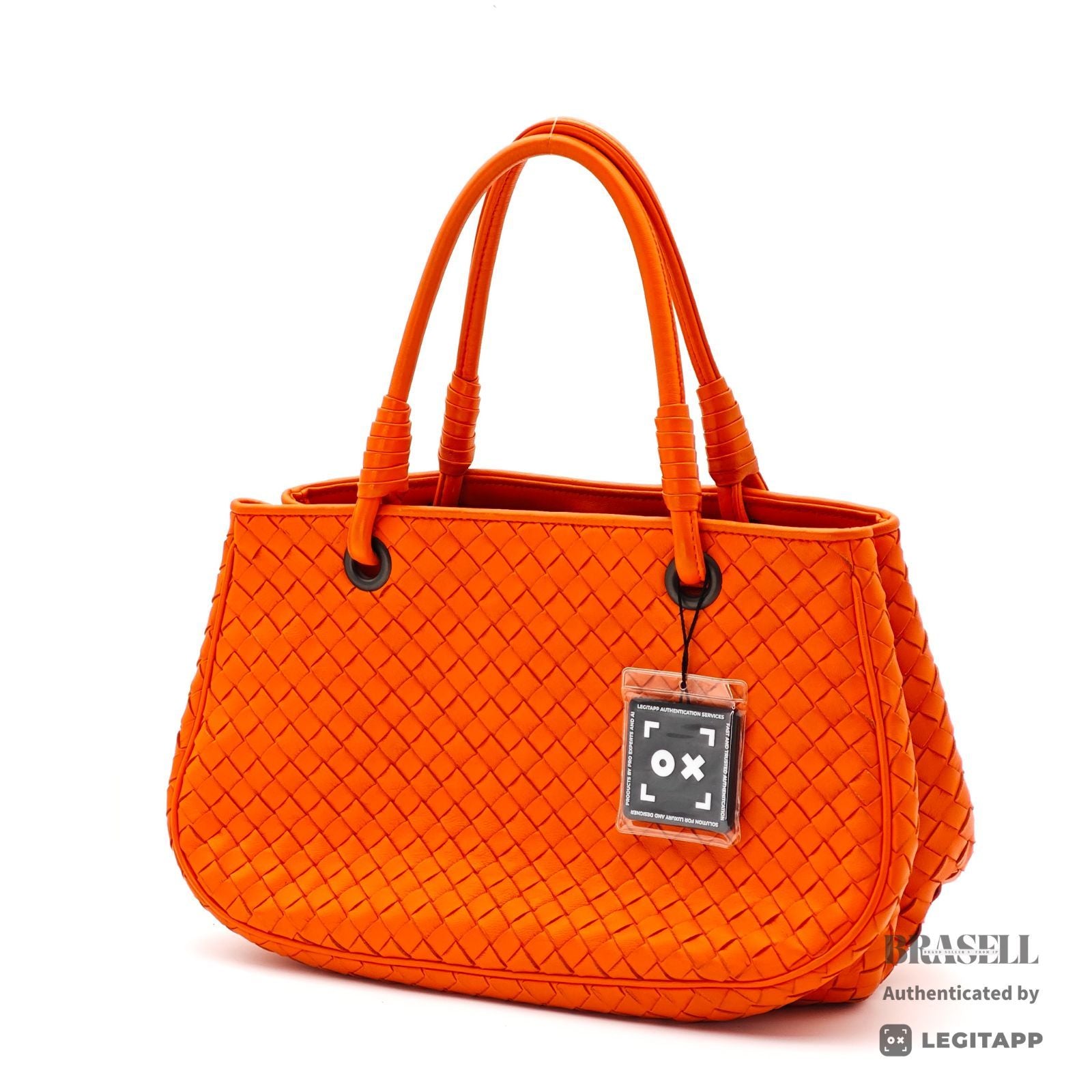BOTTEGA VENETA Intrecciato Woven Handbag Orange Women's【ImportFeeFREE】