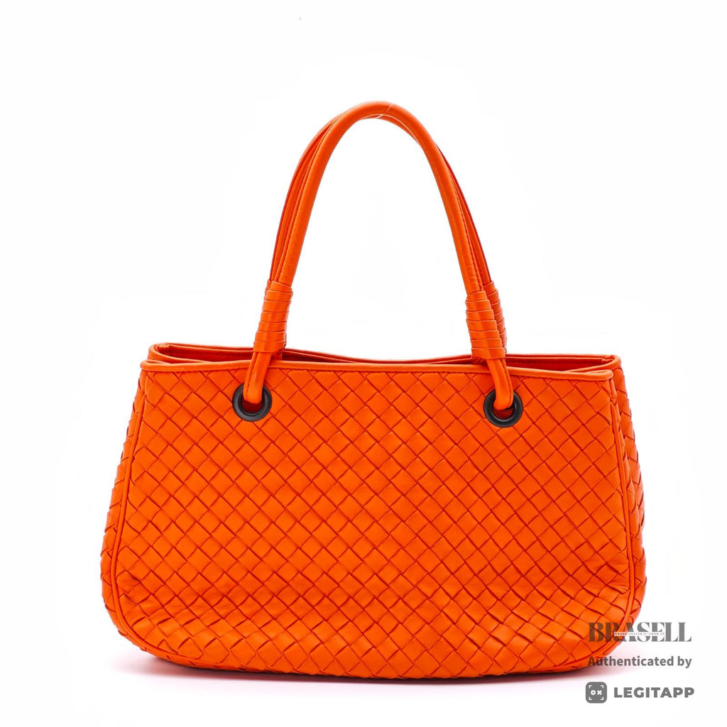 BOTTEGA VENETA Intrecciato Woven Handbag Orange Women's【ImportFeeFREE】