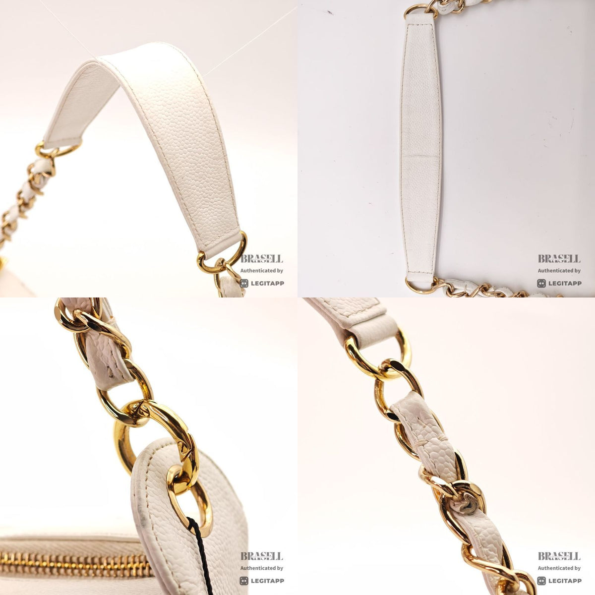 CHANEL Caviar Skin Shoulder Tote Bag White Women's【ImportFeeFREE】