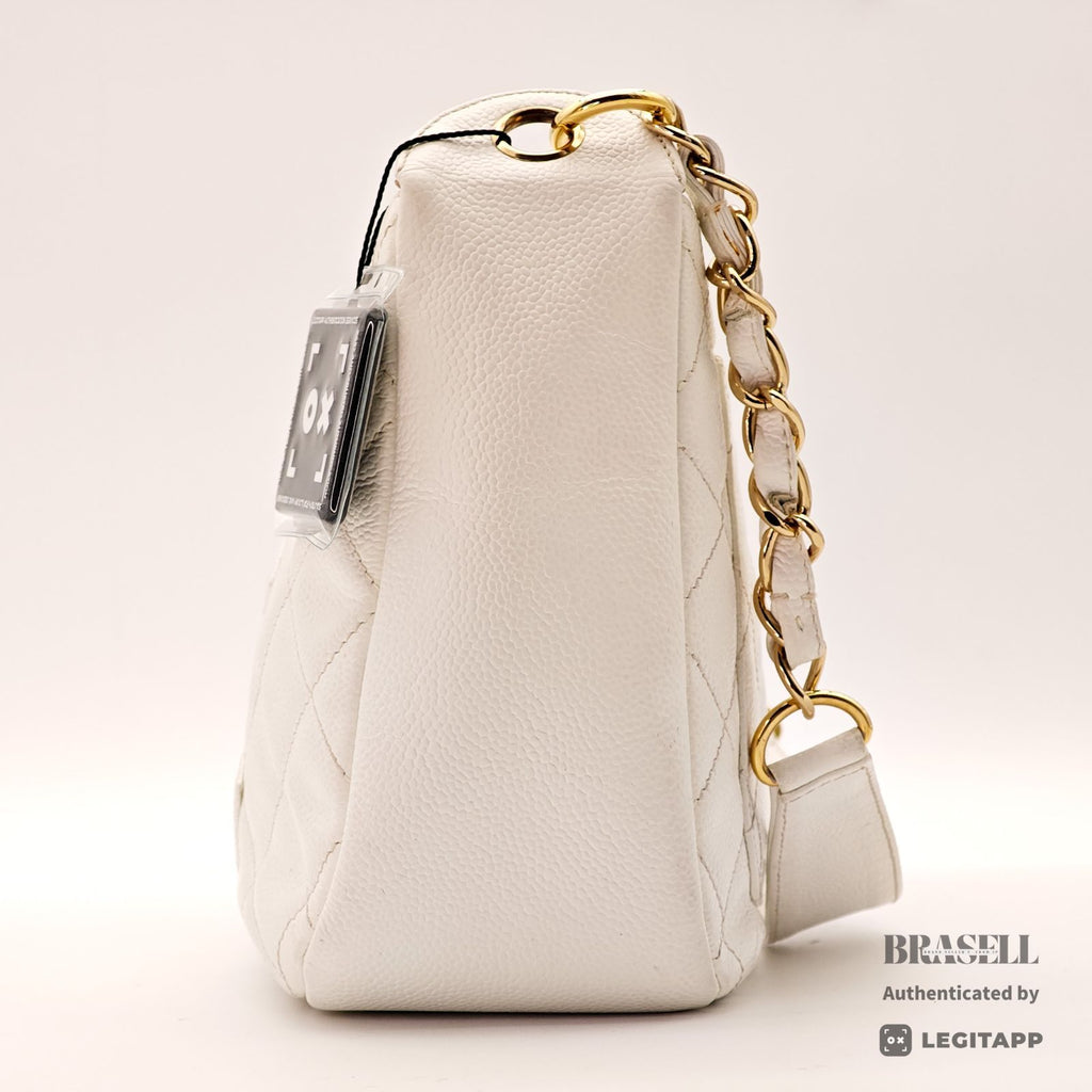 CHANEL Caviar Skin Shoulder Tote Bag White Women's【ImportFeeFREE】