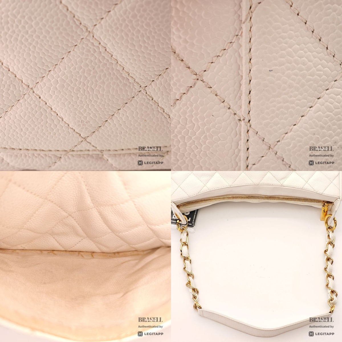 CHANEL Caviar Skin Shoulder Tote Bag White Women's【ImportFeeFREE】