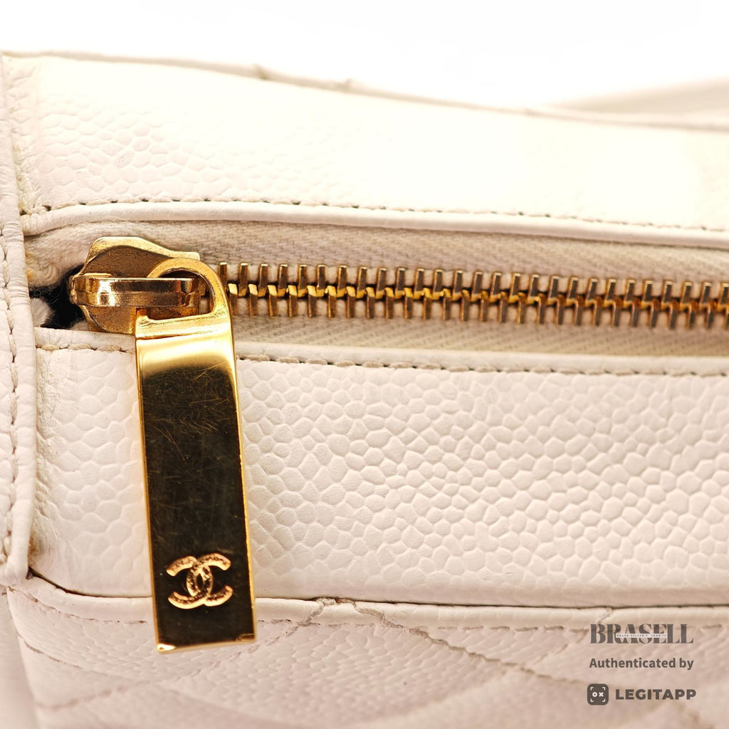 CHANEL Caviar Skin Shoulder Tote Bag White Women's【ImportFeeFREE】