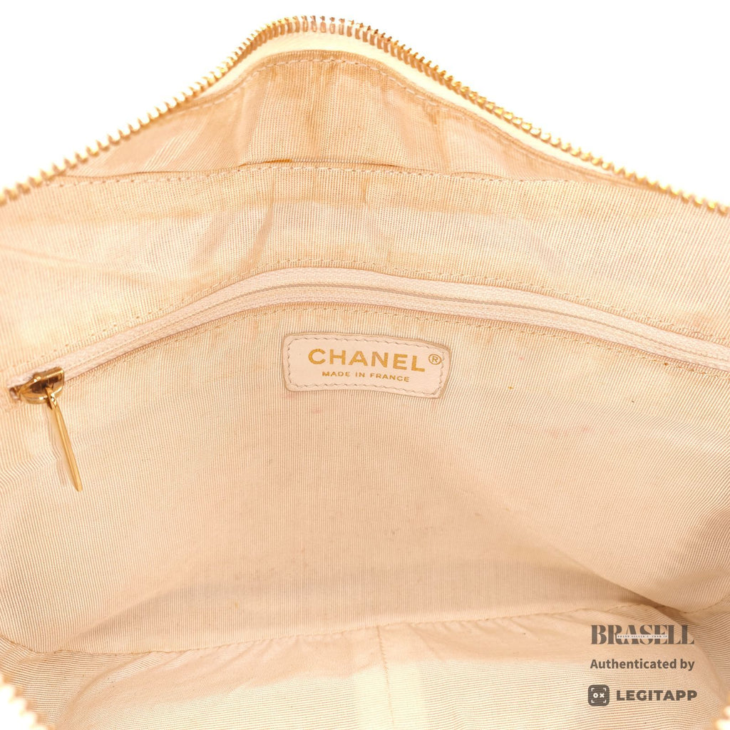 CHANEL Caviar Skin Shoulder Tote Bag White Women's【ImportFeeFREE】