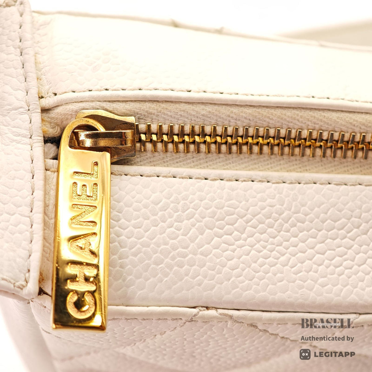 CHANEL Caviar Skin Shoulder Tote Bag White Women's【ImportFeeFREE】