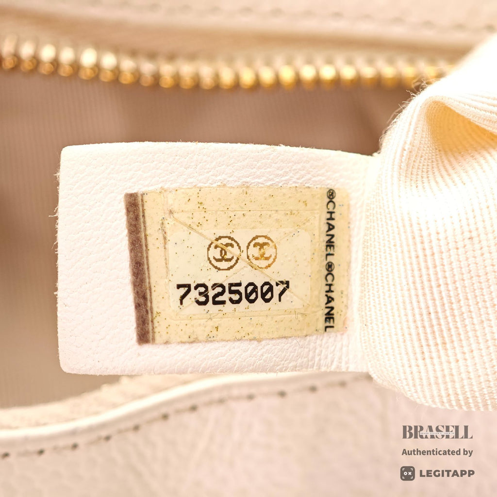 CHANEL Caviar Skin Shoulder Tote Bag White Women's【ImportFeeFREE】