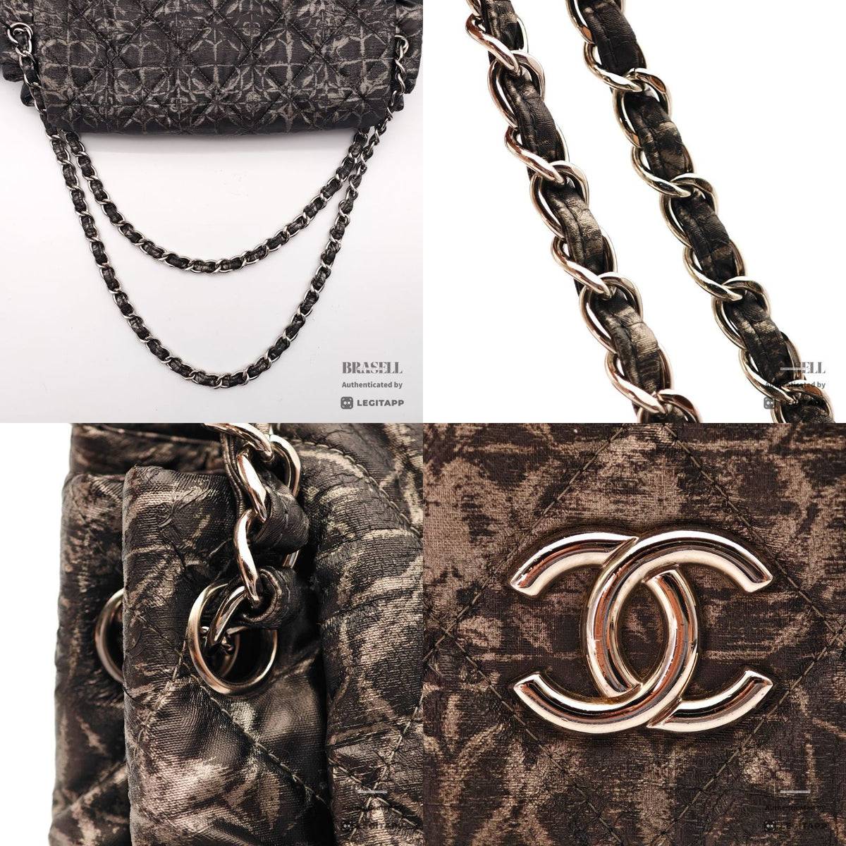 CHANEL Retro Pattern Chain Bag Gray Women's Handbag【ImportFeeFREE】