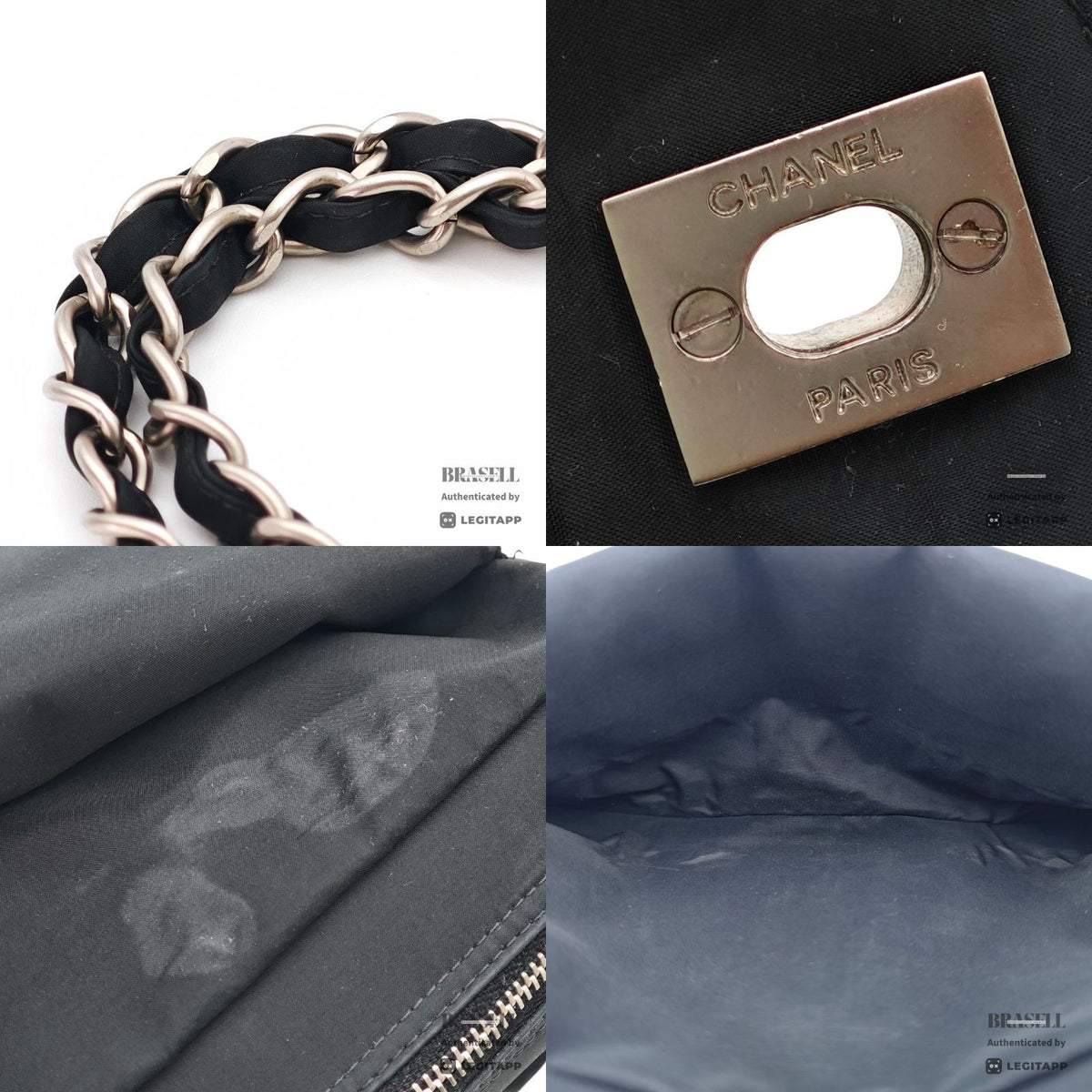 CHANEL Chocolate Bar Quilted Double Chain Shoulder Bag Black【ImportFeeFREE】