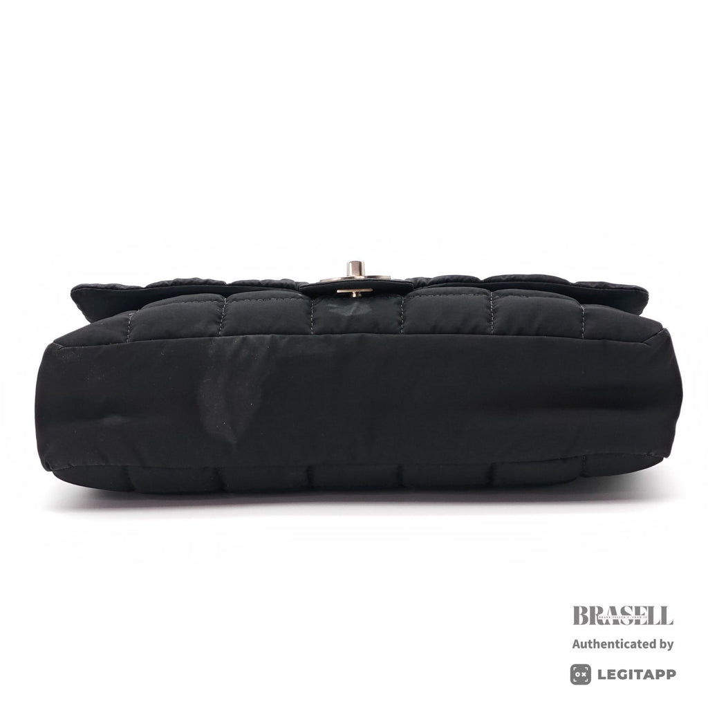 CHANEL Chocolate Bar Quilted Double Chain Shoulder Bag Black【ImportFeeFREE】