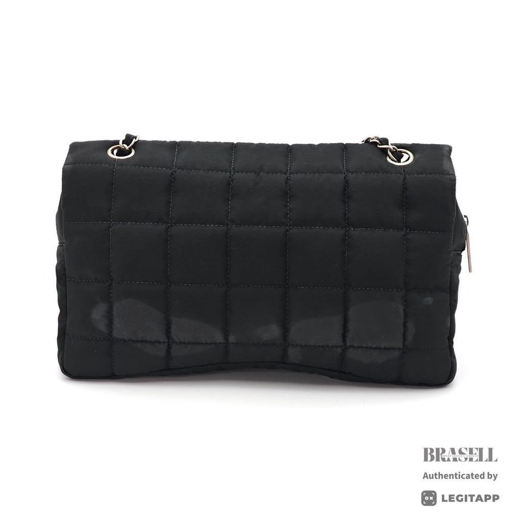 CHANEL Chocolate Bar Quilted Double Chain Shoulder Bag Black【ImportFeeFREE】