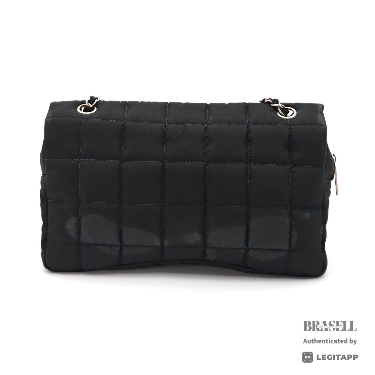 CHANEL Chocolate Bar Quilted Double Chain Shoulder Bag Black【ImportFeeFREE】