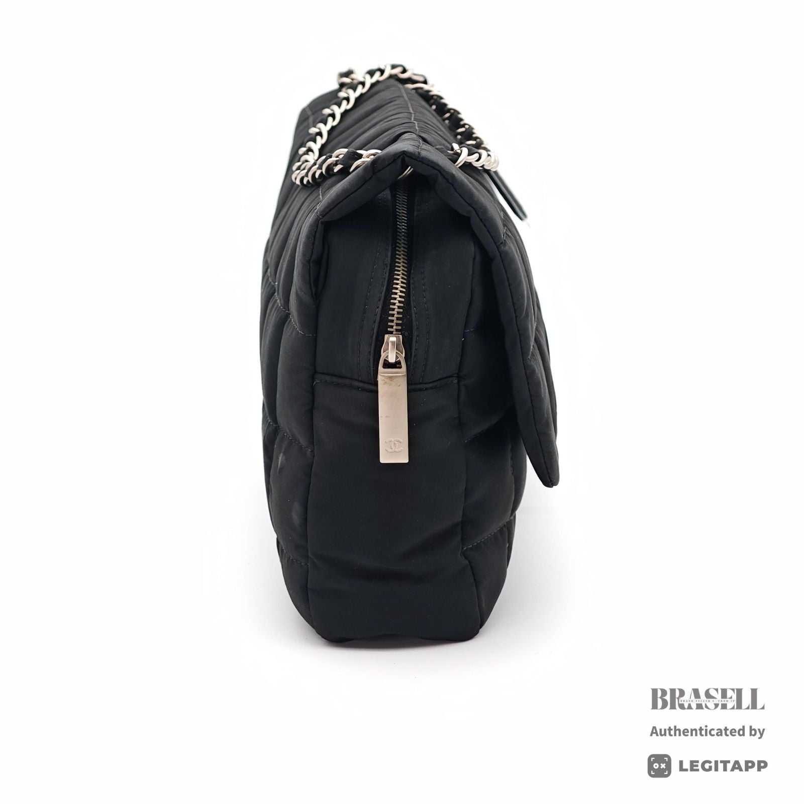 CHANEL Chocolate Bar Quilted Double Chain Shoulder Bag Black【ImportFeeFREE】