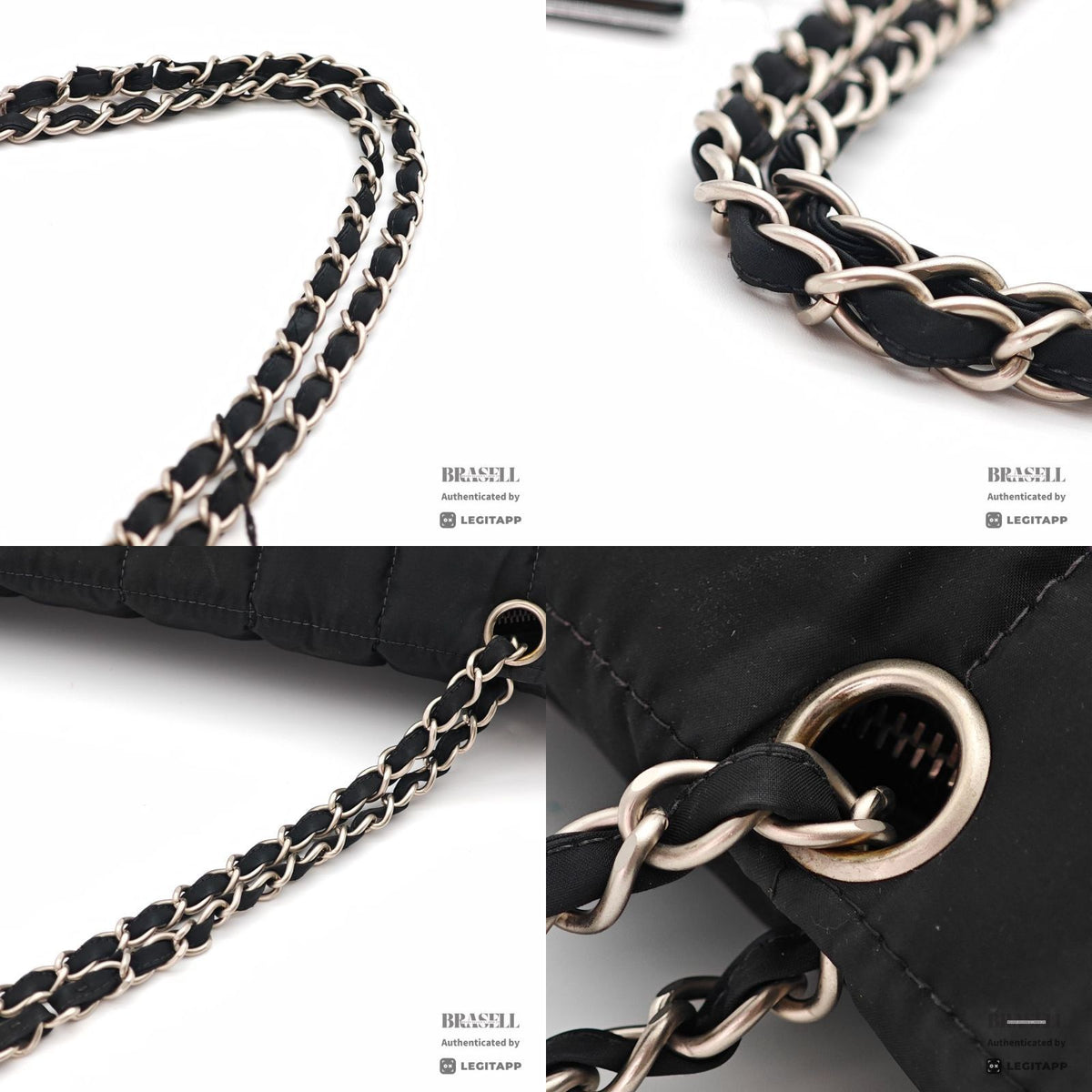 CHANEL Chocolate Bar Quilted Double Chain Shoulder Bag Black【ImportFeeFREE】
