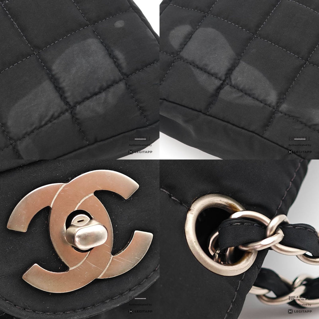 CHANEL Chocolate Bar Quilted Double Chain Shoulder Bag Black【ImportFeeFREE】