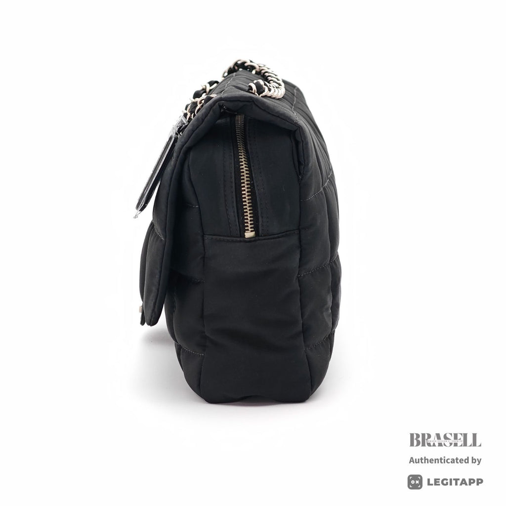 CHANEL Chocolate Bar Quilted Double Chain Shoulder Bag Black【ImportFeeFREE】