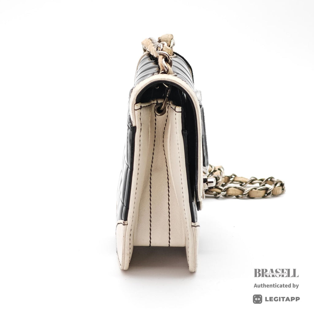 CHANEL Chocolate Bar Mini Chain Shoulder Bag Black White【ImportFeeFREE】