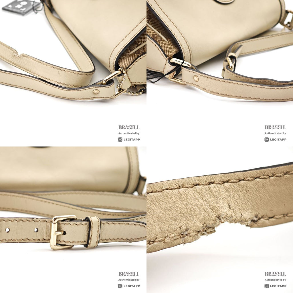 GUCCI GG Canvas Shoulder Bag 308452 Beige Leather Canvas 【ImportFeeFREE】
