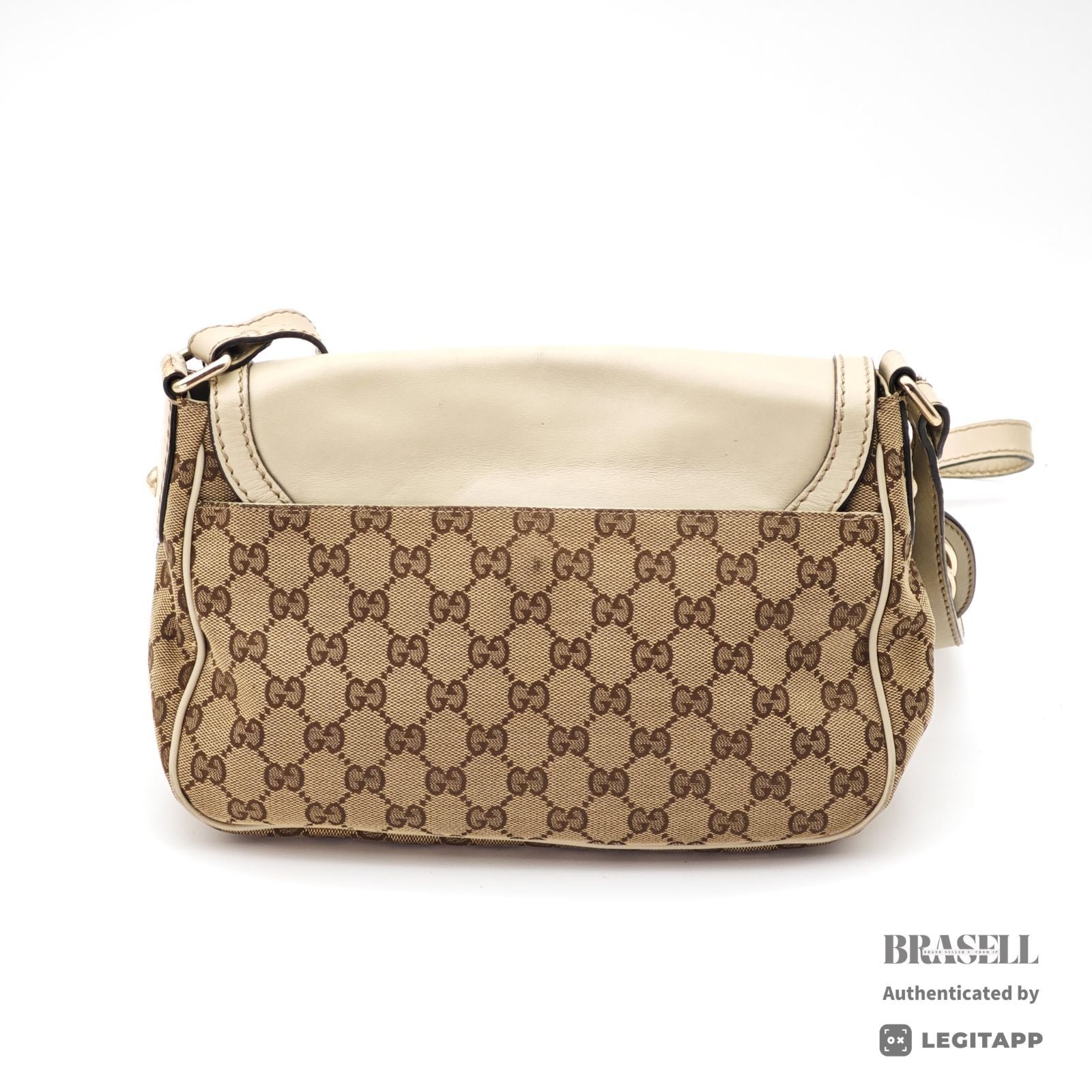 GUCCI GG Canvas Shoulder Bag 308452 Beige Leather Canvas 【ImportFeeFREE】