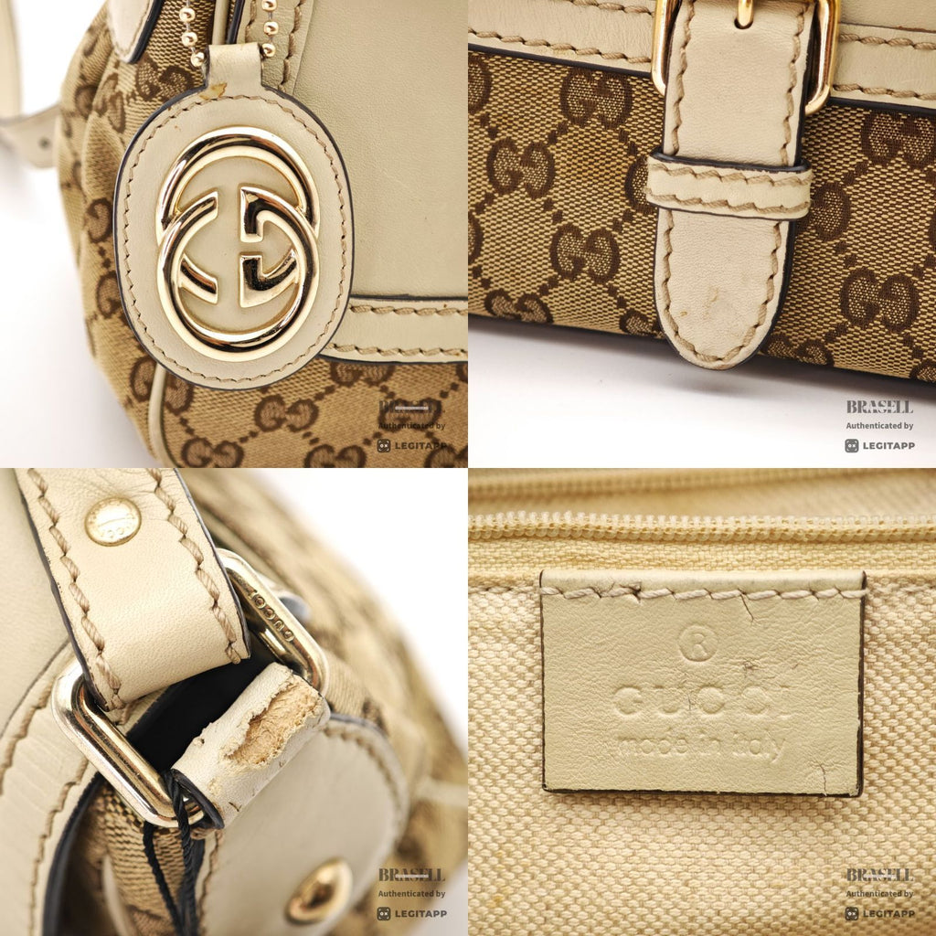 GUCCI GG Canvas Shoulder Bag 308452 Beige Leather Canvas 【ImportFeeFREE】