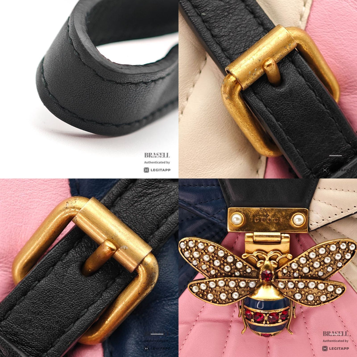 GUCCI Queen Margaret Backpack 476664 Bee Pearl Leather 【ImportFeeFREE】
