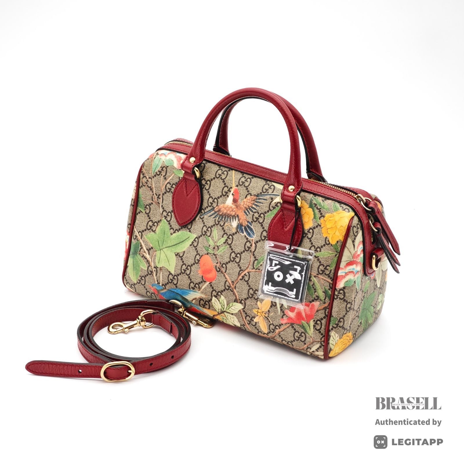 GUCCI Tian 409529 Floral Bird 2Way Handbag Beige Multicolor【ImportFeeFREE】