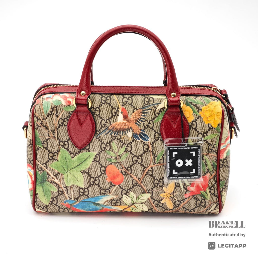 GUCCI Tian 409529 Floral Bird 2Way Handbag Beige Multicolor【ImportFeeFREE】