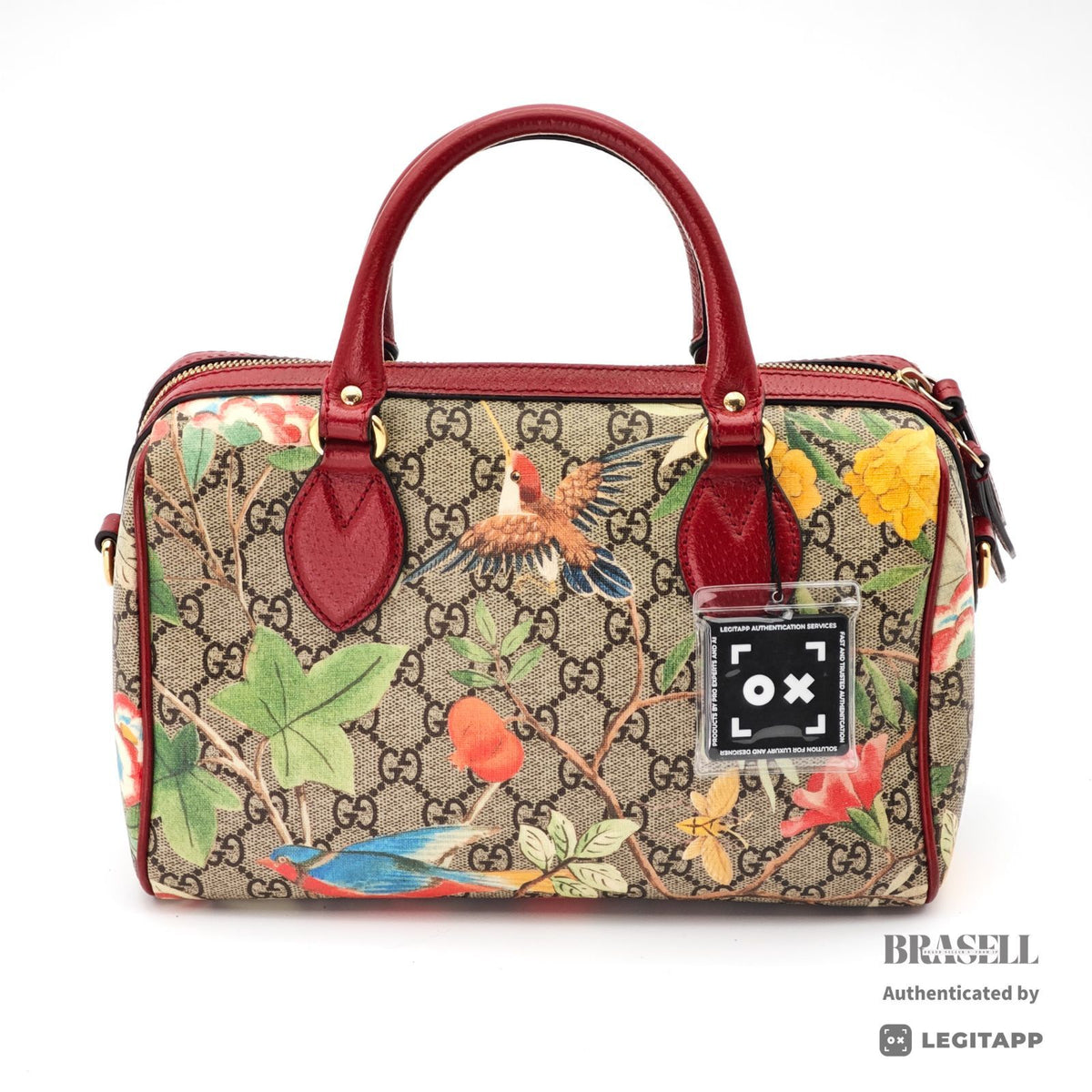 GUCCI Tian 409529 Floral Bird 2Way Handbag Beige Multicolor【ImportFeeFREE】