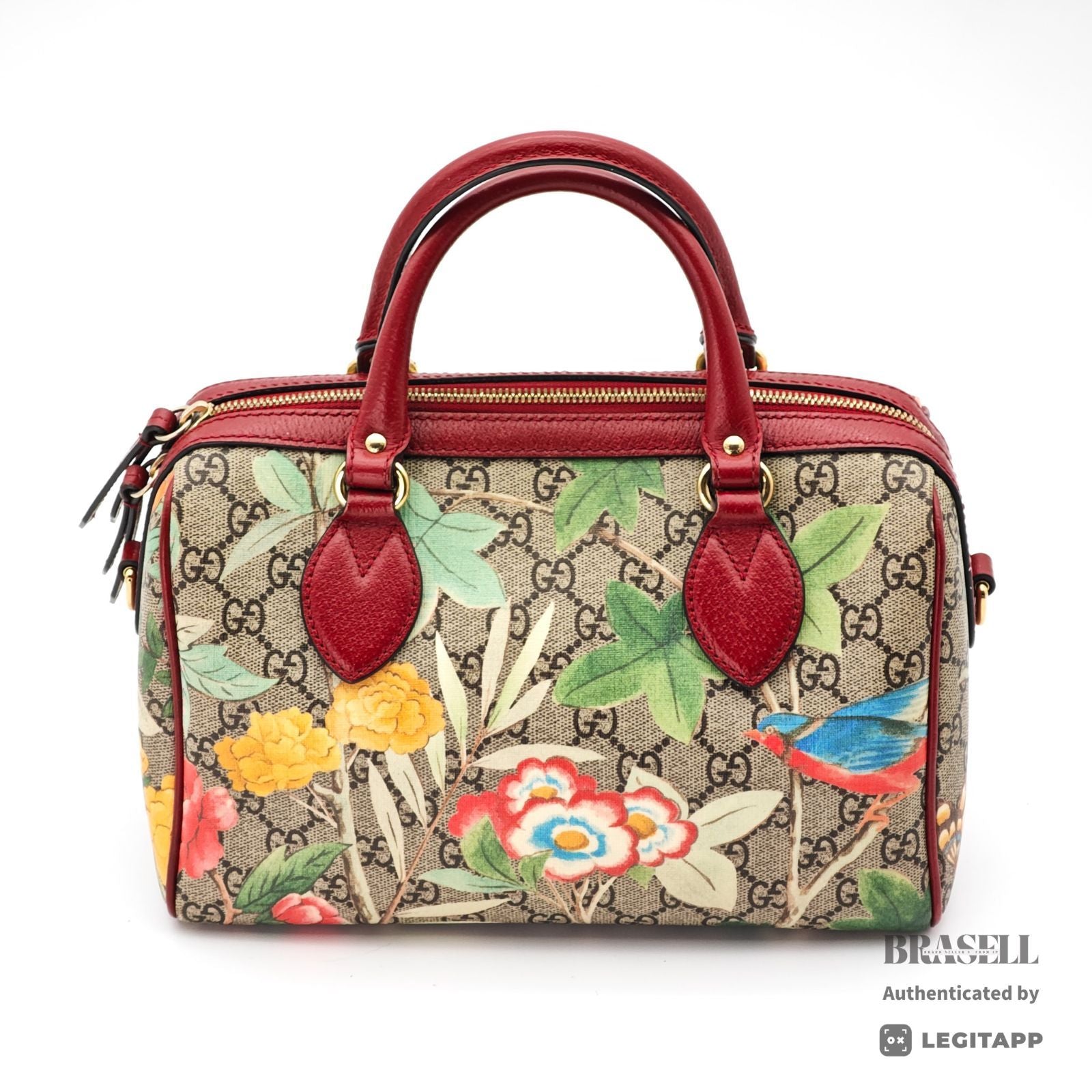 GUCCI Tian 409529 Floral Bird 2Way Handbag Beige Multicolor【ImportFeeFREE】
