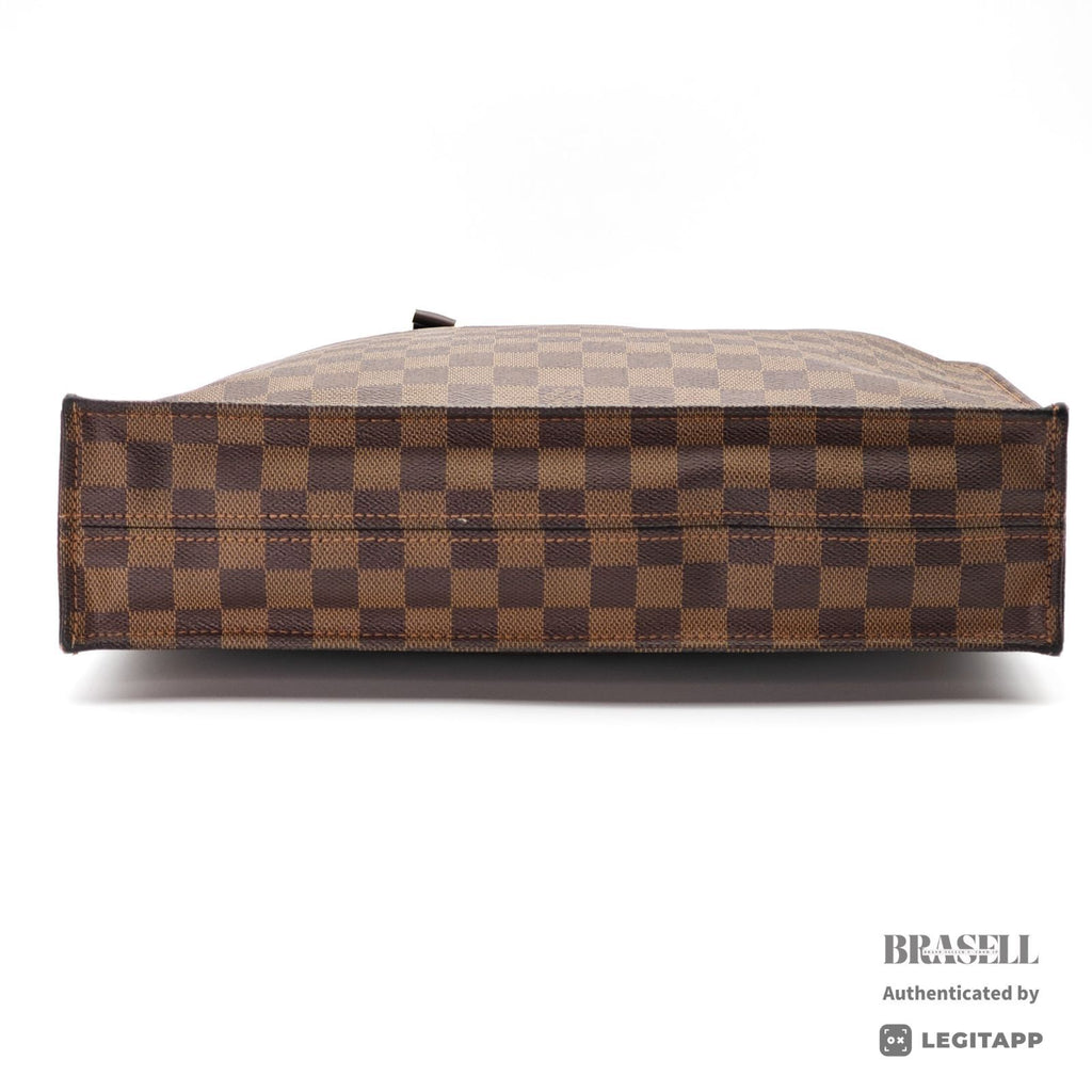 LOUIS VUITTON Sac Plat Hand Tote Bag Damier Ebene Canvas N51140【ImportFeeFREE】