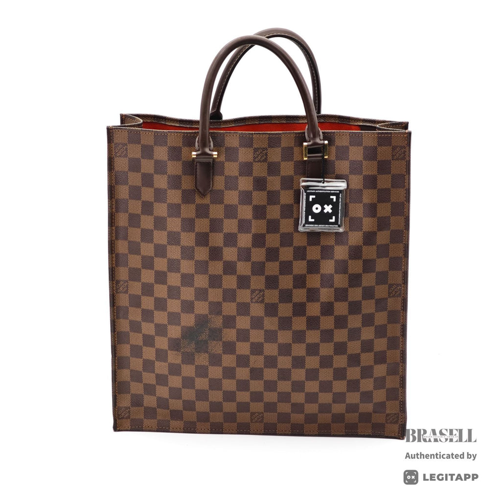 LOUIS VUITTON Sac Plat Hand Tote Bag Damier Ebene Canvas N51140【ImportFeeFREE】