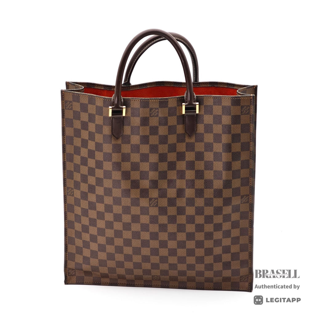 LOUIS VUITTON Sac Plat Hand Tote Bag Damier Ebene Canvas N51140【ImportFeeFREE】