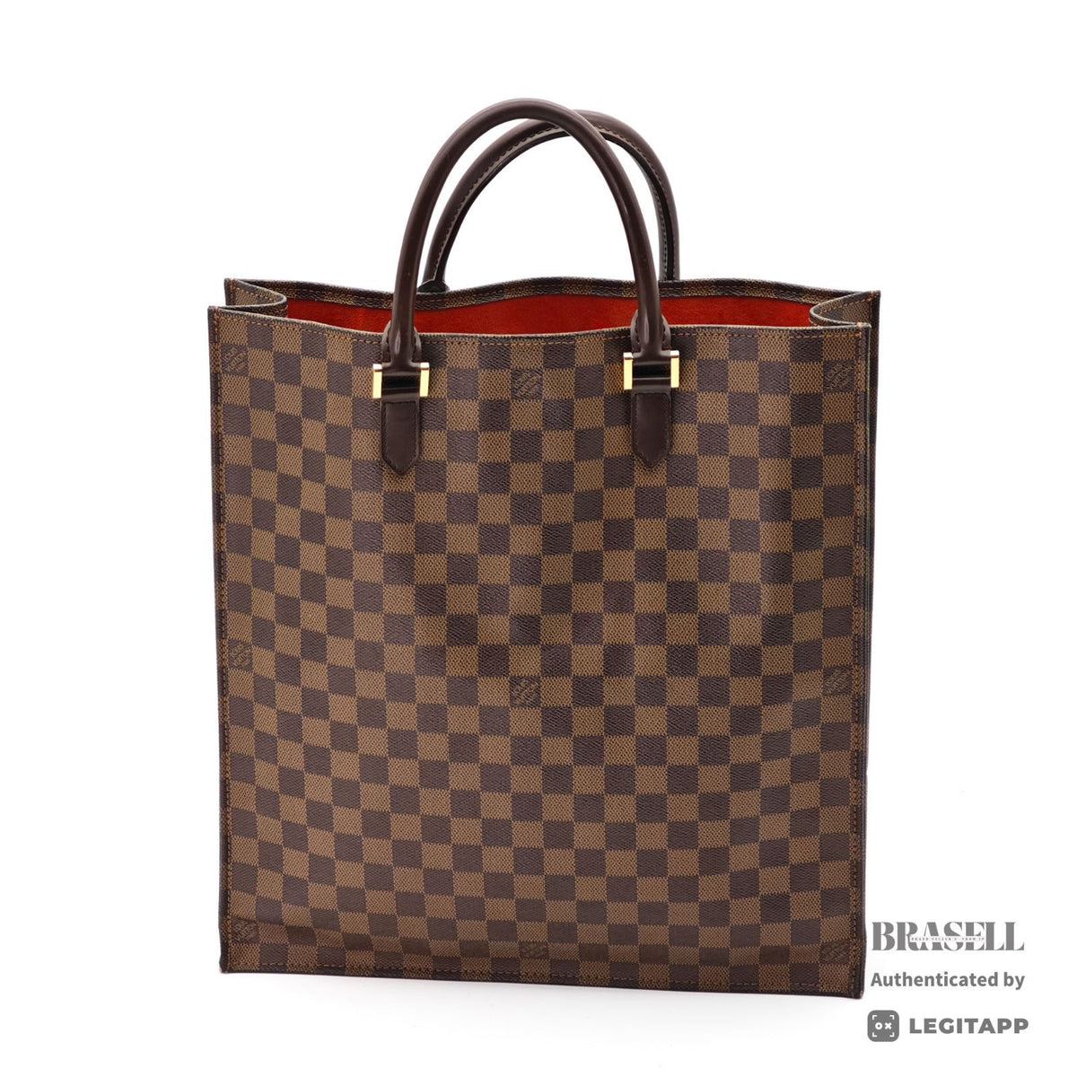 LOUIS VUITTON Sac Plat Hand Tote Bag Damier Ebene Canvas N51140【ImportFeeFREE】