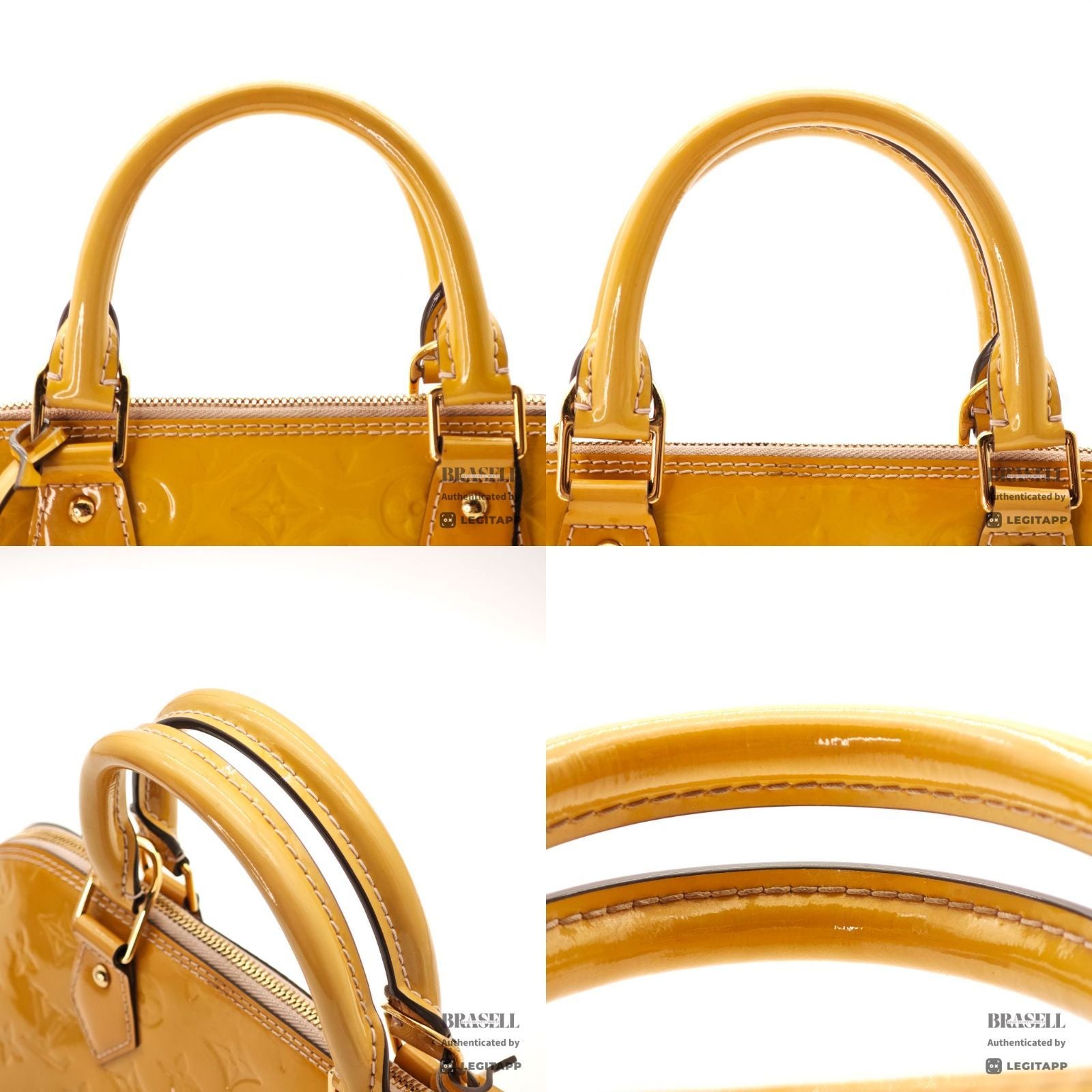LOUIS VUITTON Vernis Alma PM M91610 Hand Bag Monogram Yellow 【ImportFeeFREE】
