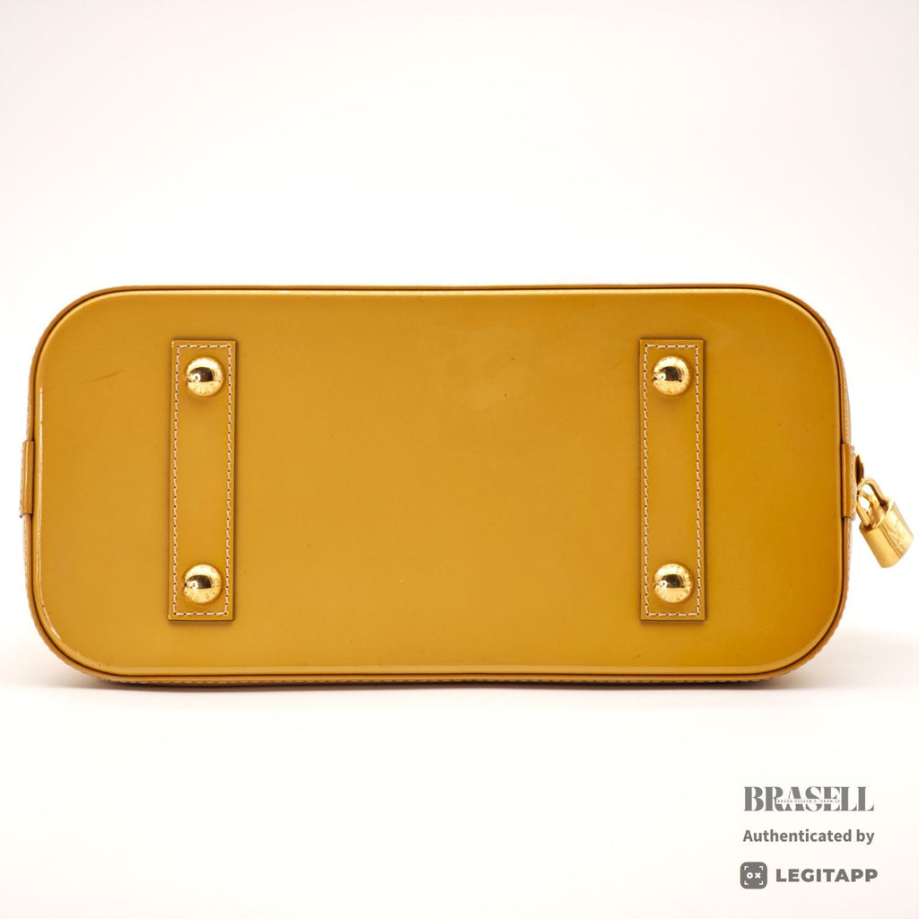 LOUIS VUITTON Vernis Alma PM M91610 Hand Bag Monogram Yellow 【ImportFeeFREE】