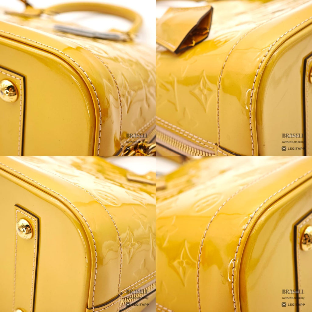 LOUIS VUITTON Vernis Alma PM M91610 Hand Bag Monogram Yellow 【ImportFeeFREE】