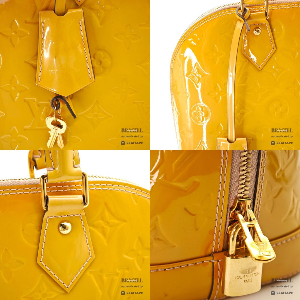 LOUIS VUITTON Vernis Alma PM M91610 Hand Bag Monogram Yellow 【ImportFeeFREE】