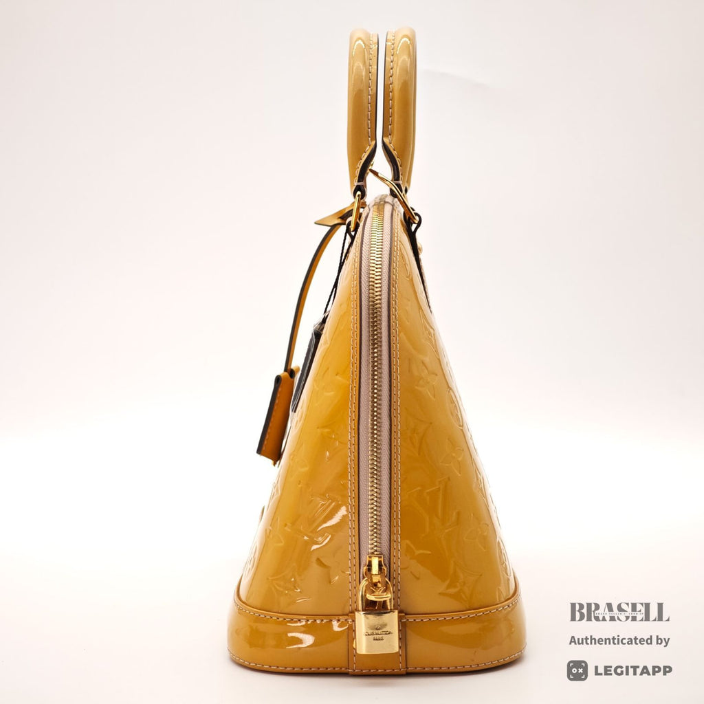 LOUIS VUITTON Vernis Alma PM M91610 Hand Bag Monogram Yellow 【ImportFeeFREE】