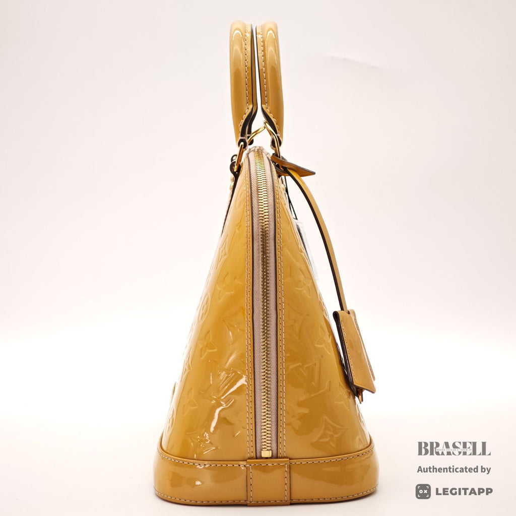 LOUIS VUITTON Vernis Alma PM M91610 Hand Bag Monogram Yellow 【ImportFeeFREE】