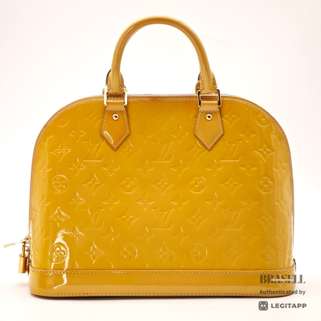 LOUIS VUITTON Vernis Alma PM M91610 Hand Bag Monogram Yellow 【ImportFeeFREE】