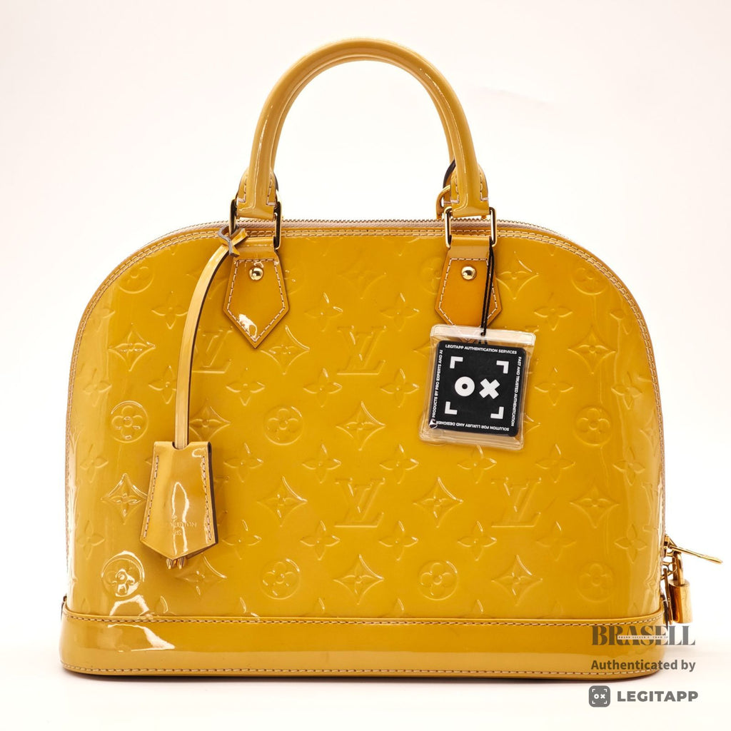 LOUIS VUITTON Vernis Alma PM M91610 Hand Bag Monogram Yellow 【ImportFeeFREE】