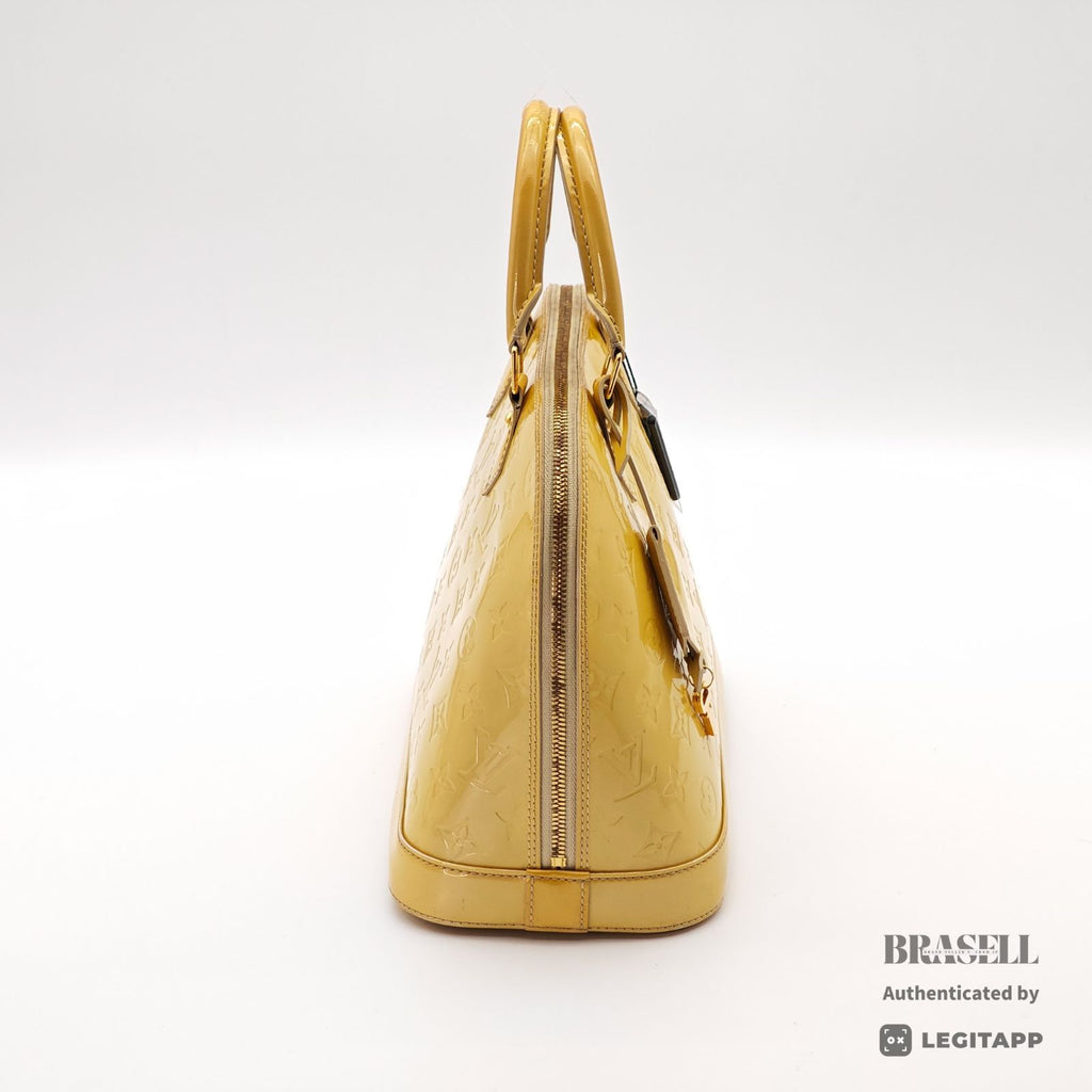 LOUIS VUITTON Vernis Alma PM M90101 Hand Bag Yellow Patent【ImportFeeFREE】