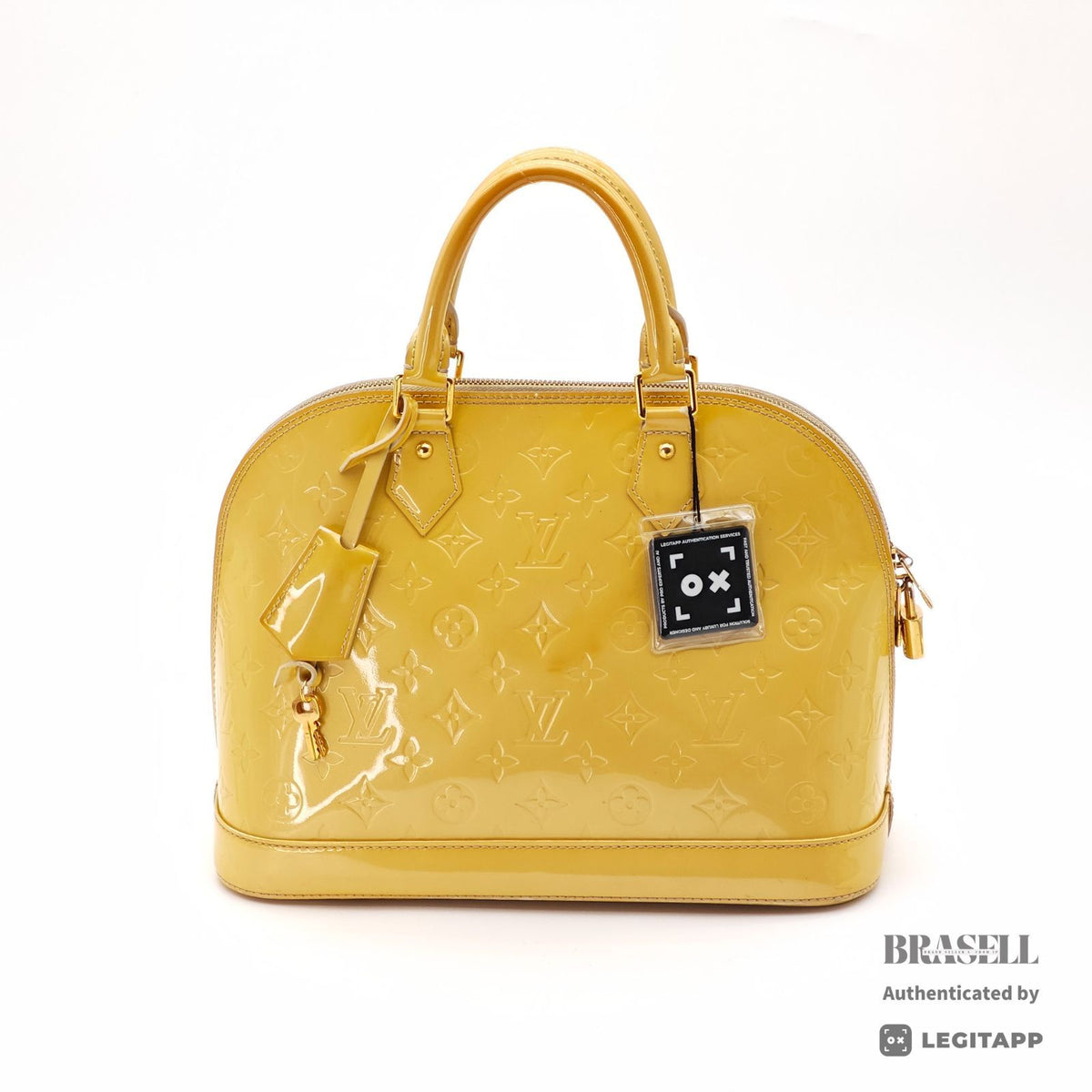 LOUIS VUITTON Vernis Alma PM M90101 Hand Bag Yellow Patent【ImportFeeFREE】
