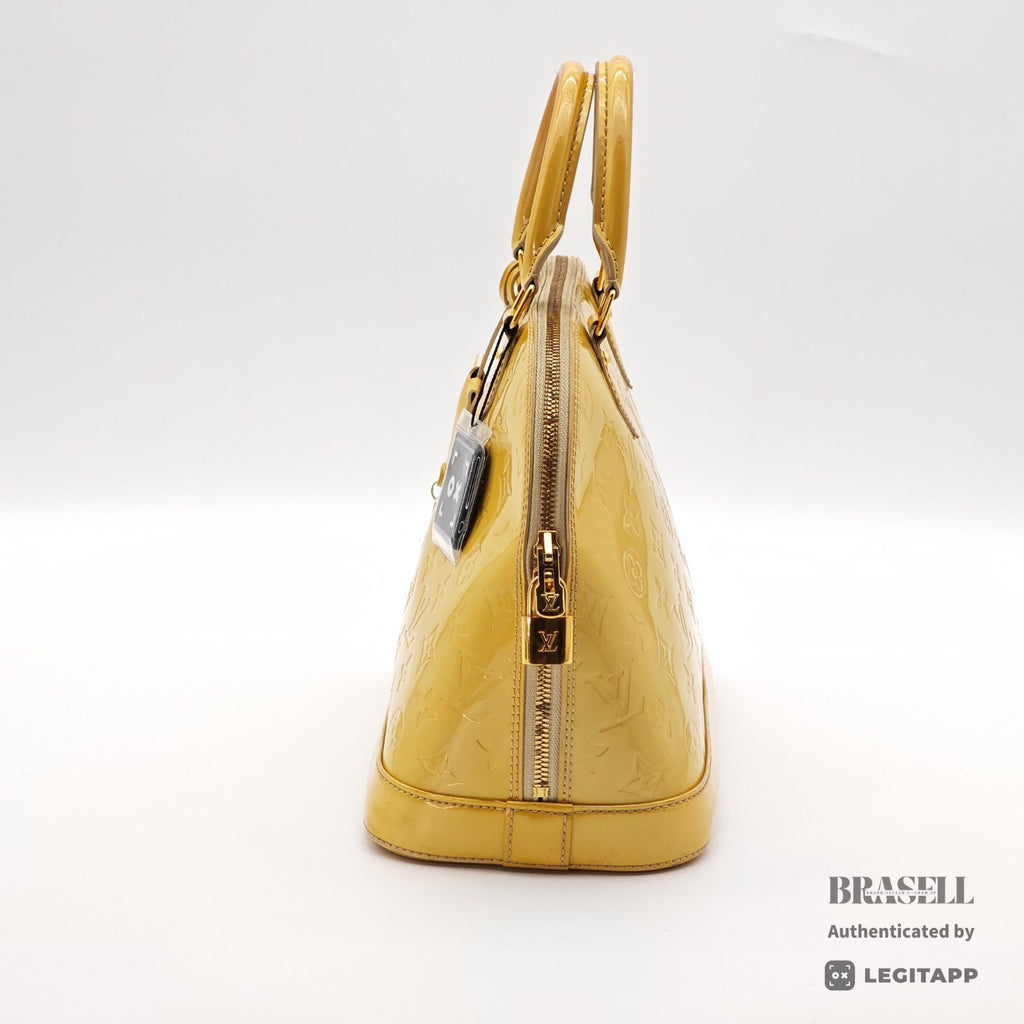 LOUIS VUITTON Vernis Alma PM M90101 Hand Bag Yellow Patent【ImportFeeFREE】