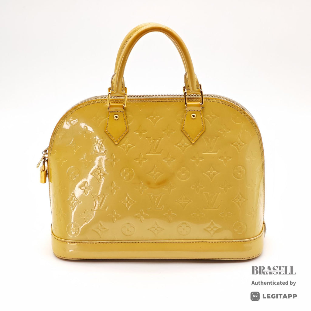 LOUIS VUITTON Vernis Alma PM M90101 Hand Bag Yellow Patent【ImportFeeFREE】