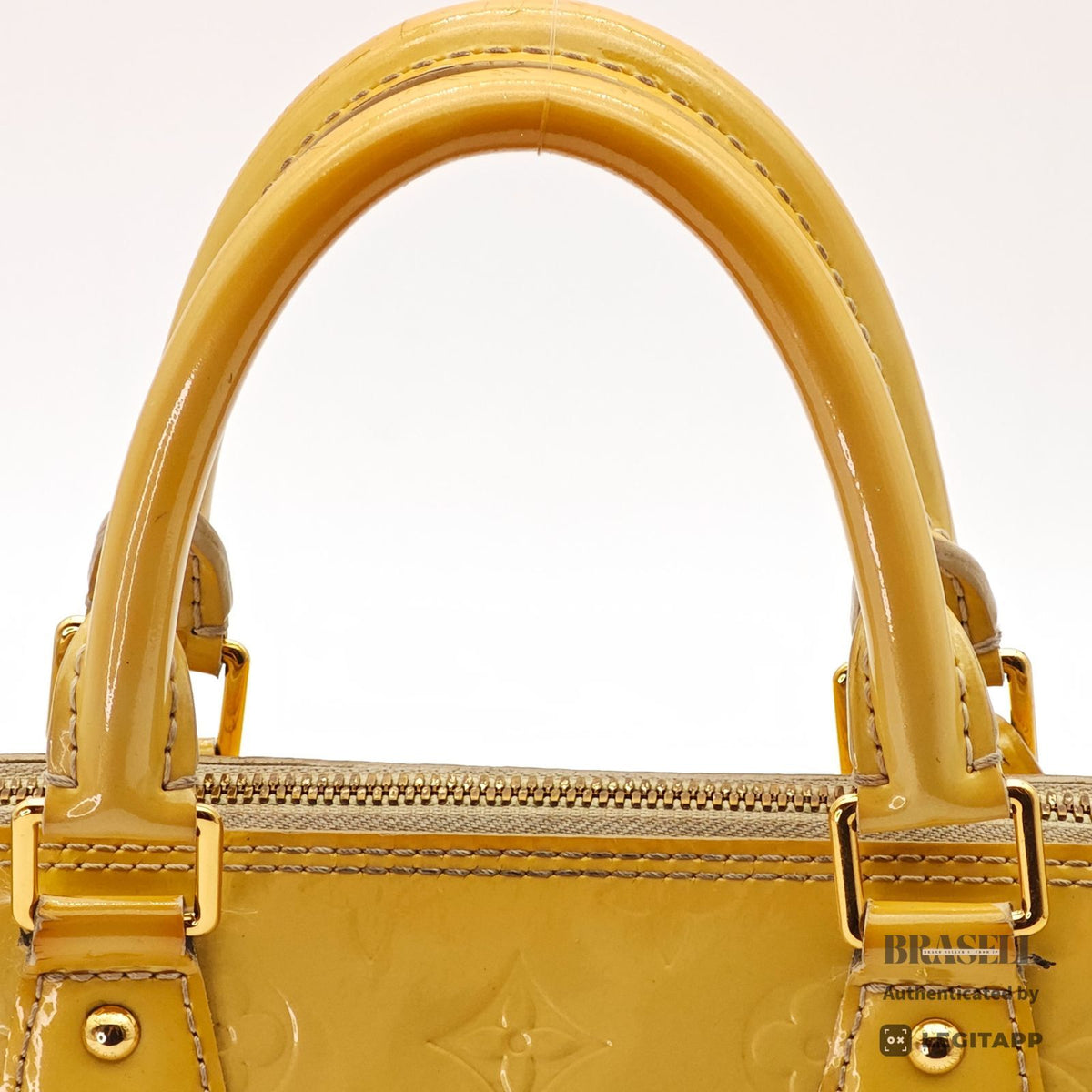 LOUIS VUITTON Vernis Alma PM M90101 Hand Bag Yellow Patent【ImportFeeFREE】