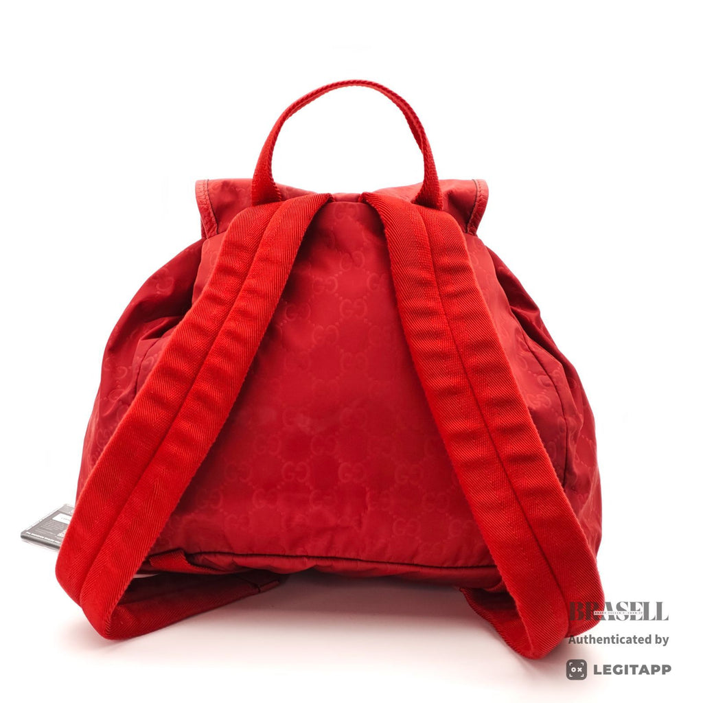 GUCCI GG Nylon Backpack Day Bag Rucksack 510343 Red 【ImportFeeFREE】