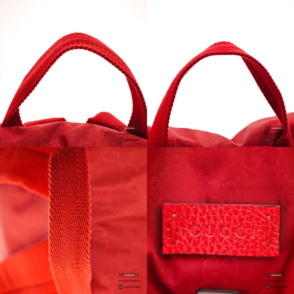 GUCCI GG Nylon Backpack Day Bag Rucksack 510343 Red 【ImportFeeFREE】