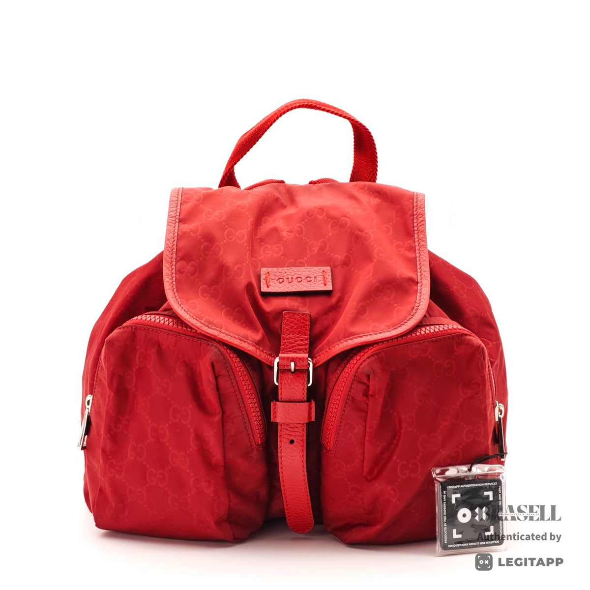 GUCCI GG Nylon Backpack Day Bag Rucksack 510343 Red 【ImportFeeFREE】